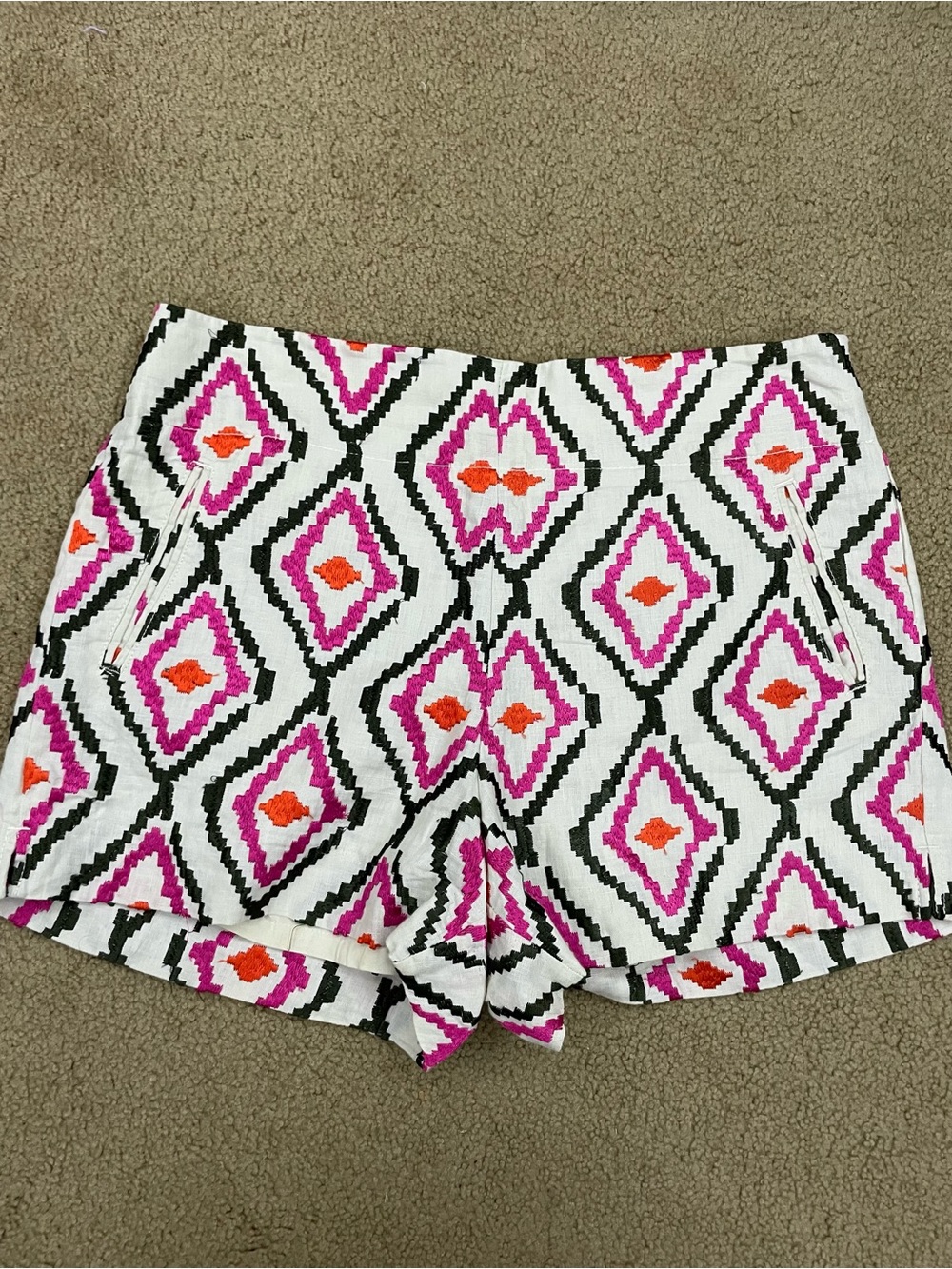 LOFT The Riviera Short Geo-Print High Waist Shorts Size 10
